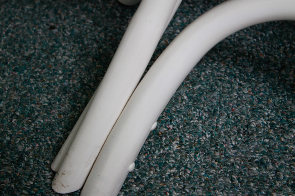 White Laminate Rattan Side Tables