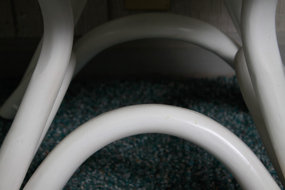 White Laminate Rattan Side Tables