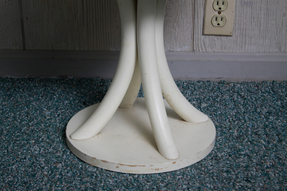 White Laminate Rattan Side Tables