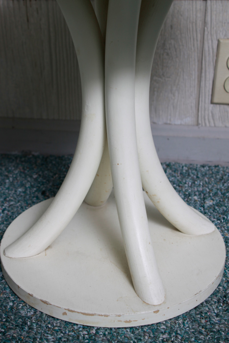 White Laminate Rattan Side Tables