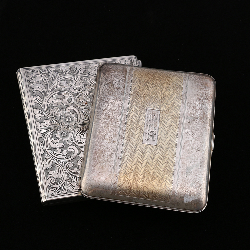 Vintage Sterling Silver and 800 Silver Cigarette Cases