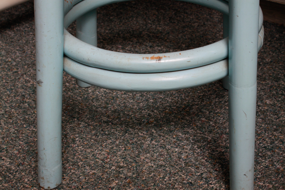 Vintage Set of Blue Rattan Bar Stools