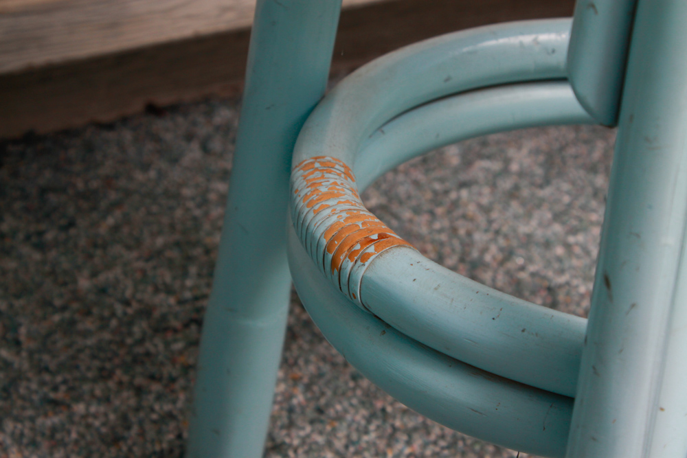 Vintage Set of Blue Rattan Bar Stools