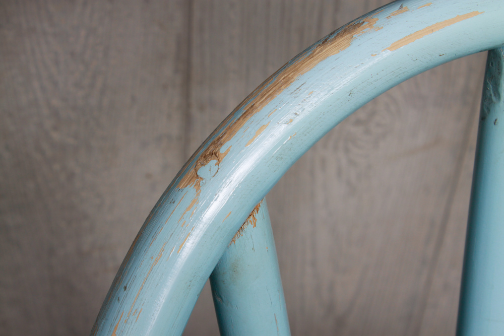 Vintage Set of Blue Rattan Bar Stools