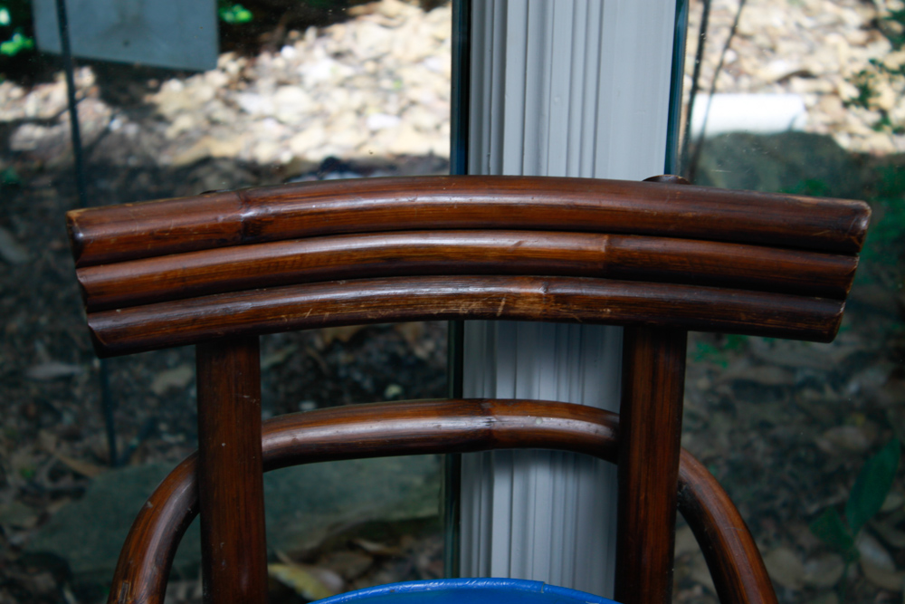 Pair of Stained Rattan Swivel Bar Stools