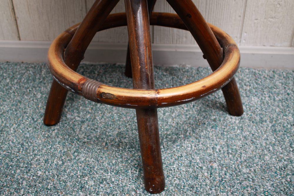 Pair of Stained Rattan Swivel Bar Stools