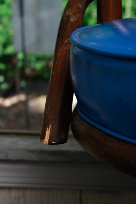 Pair of Stained Rattan Swivel Bar Stools