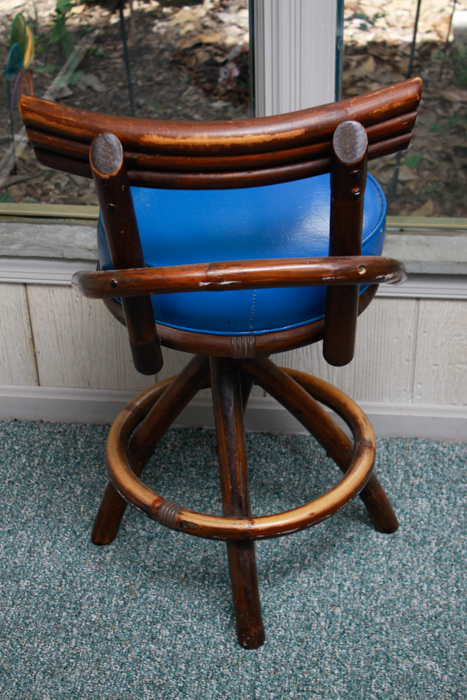 Pair of Stained Rattan Swivel Bar Stools