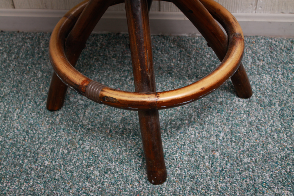 Pair of Stained Rattan Swivel Bar Stools