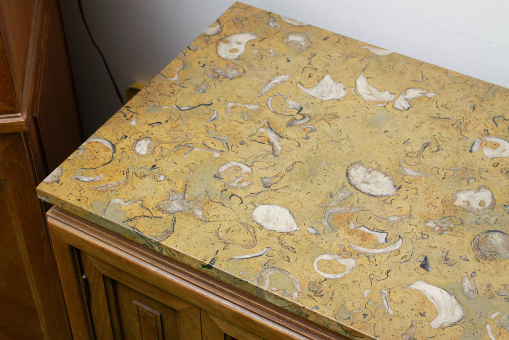 Vintage Sideboard with Fossil Marble Top