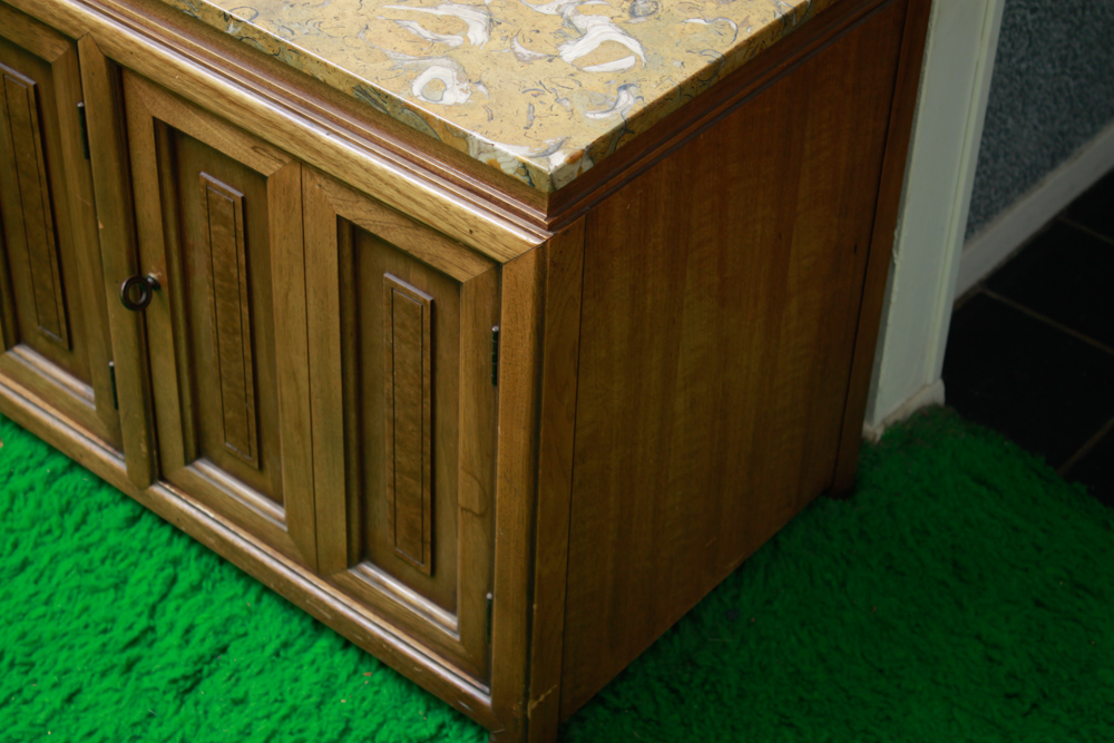 Vintage Sideboard with Fossil Marble Top