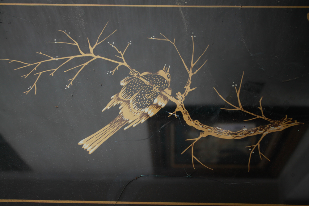 Chinese Black Lacquered Bar Cart