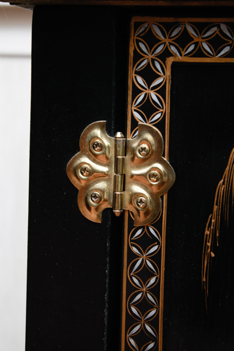 Chinese Black Lacquered Bar Cart