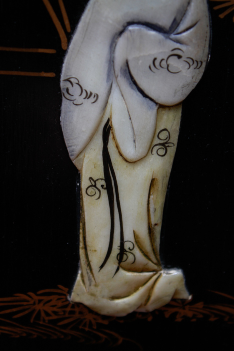 Chinese Black Lacquered Bar Cart