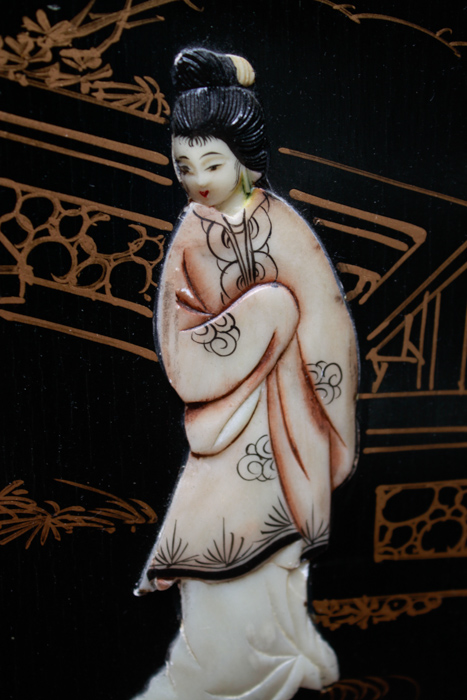 Chinese Black Lacquered Bar Cart