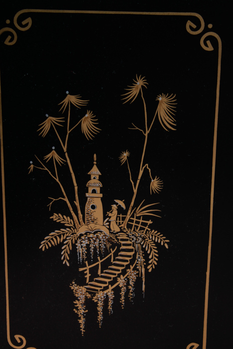 Chinese Black Lacquered Bar Cart