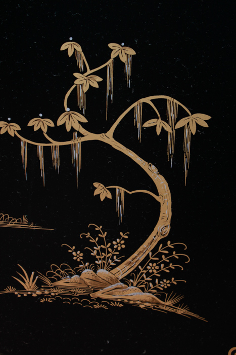 Chinese Black Lacquered Bar Cart