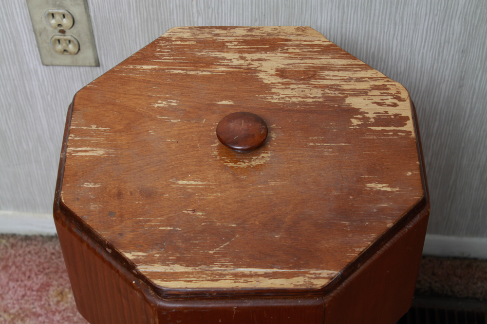 Vintage Sewing Notions Storage Table