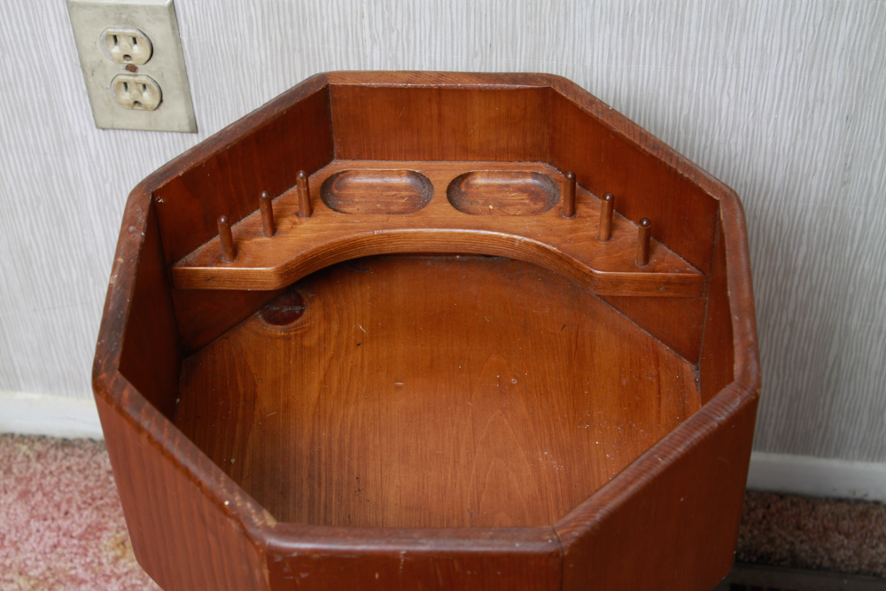 Vintage Sewing Notions Storage Table