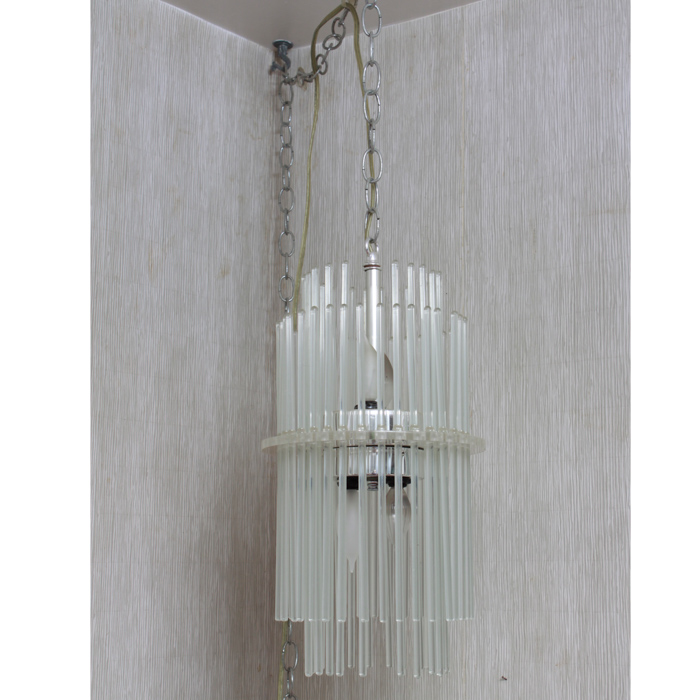 Vintage Lightolier Glass Rod Swag Chandelier