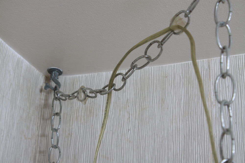 Vintage Lightolier Glass Rod Swag Chandelier