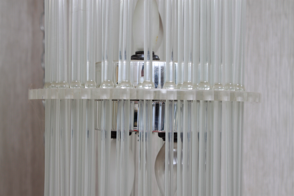 Vintage Lightolier Glass Rod Swag Chandelier