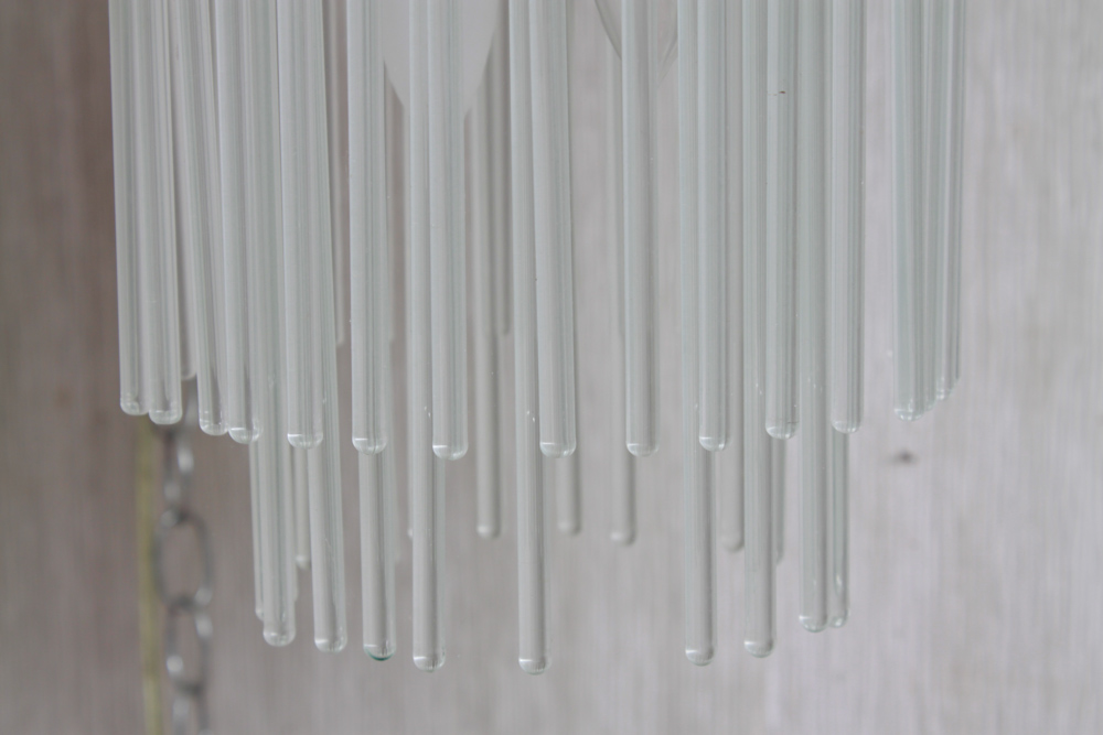 Vintage Lightolier Glass Rod Swag Chandelier