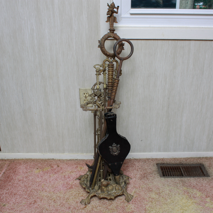 Assorted Fireplace Tools with Bellows