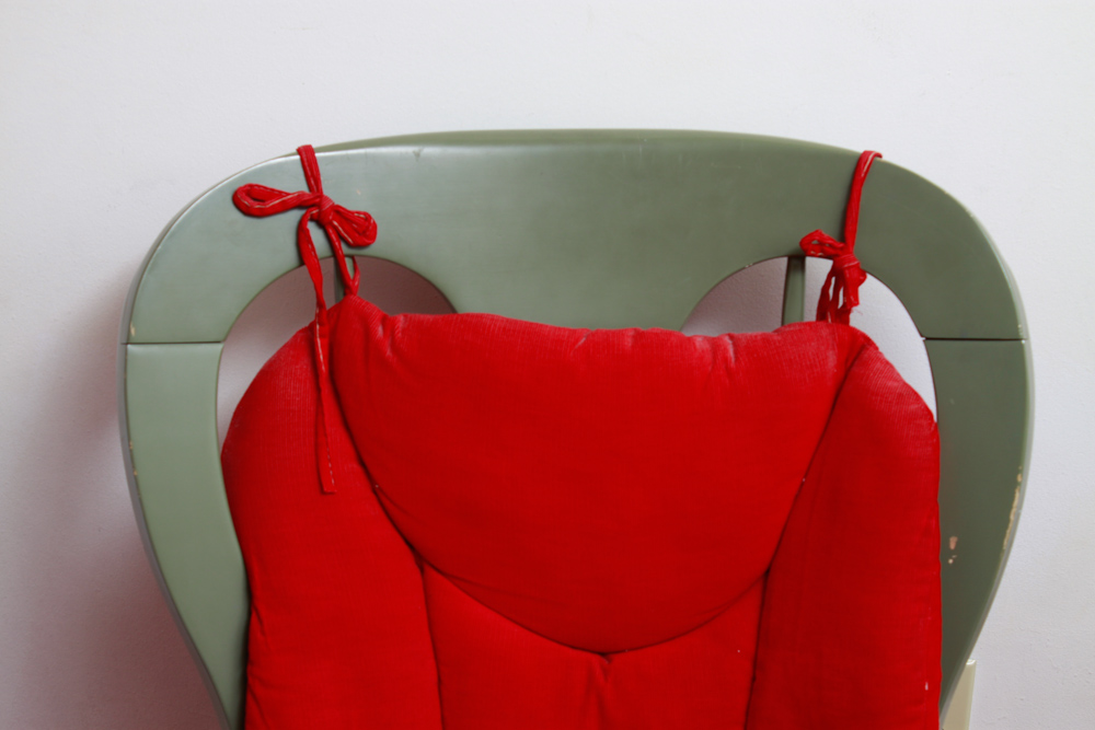 Vintage Green Rocker with Red Cushion