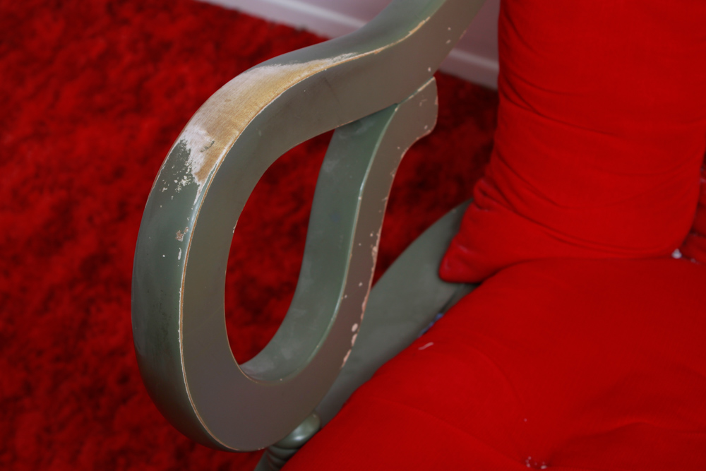 Vintage Green Rocker with Red Cushion