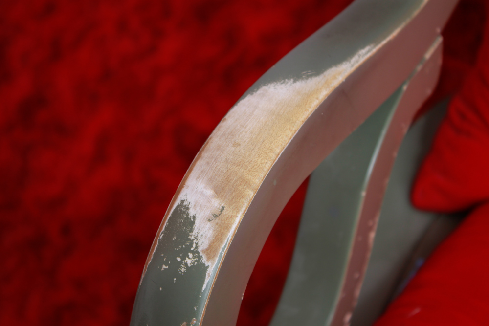 Vintage Green Rocker with Red Cushion