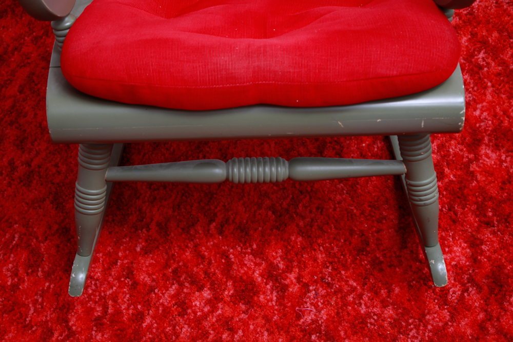 Vintage Green Rocker with Red Cushion