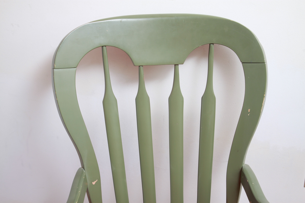 Vintage Green Rocker with Red Cushion