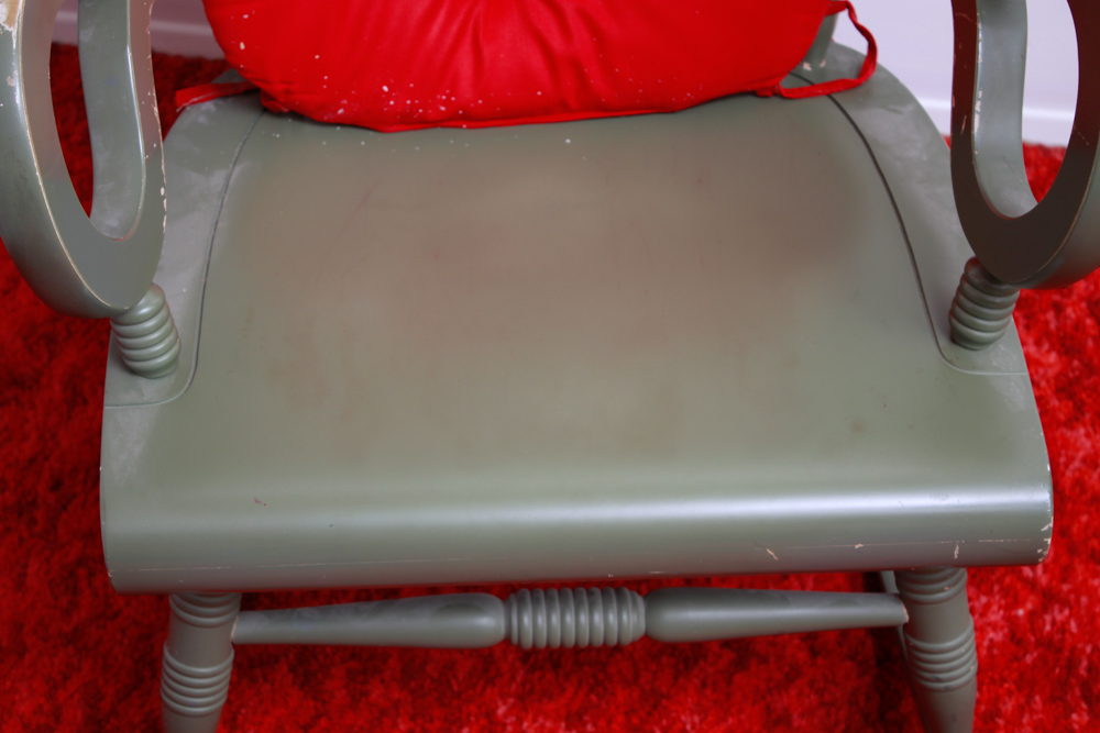 Vintage Green Rocker with Red Cushion