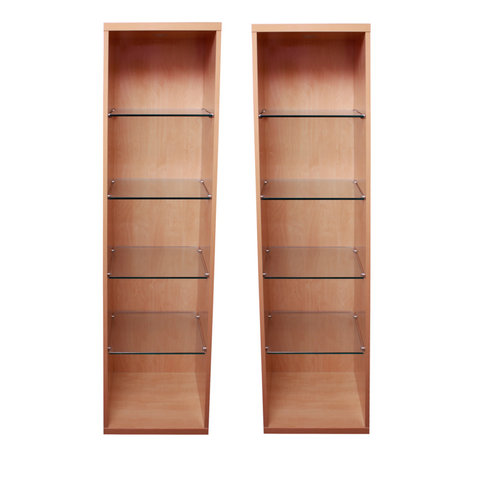 Pair of ALF Italia Milano Maple Lighted Display Shelf Cases