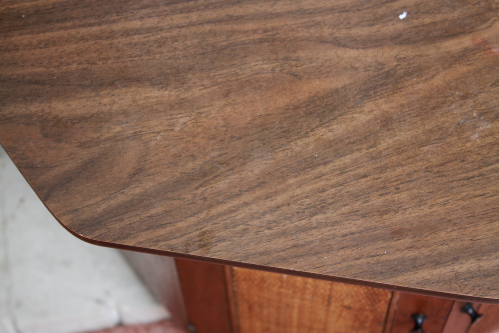 Vintage Oak Octagonal Side Table with Cane Insert Doors