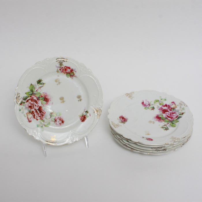 Set of Six China Dessert Plates