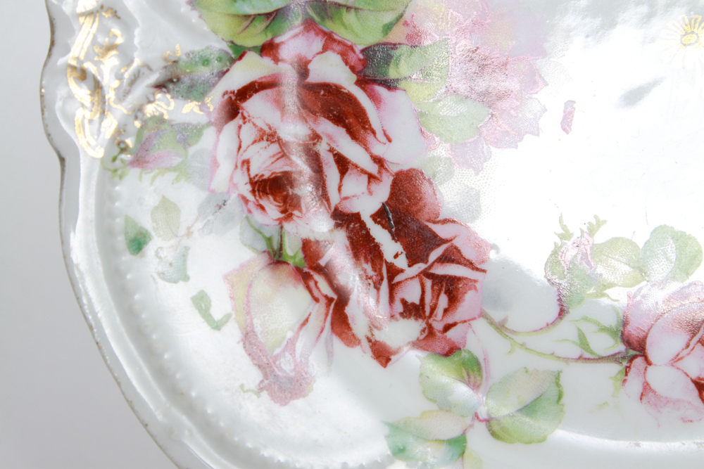 Set of Six China Dessert Plates