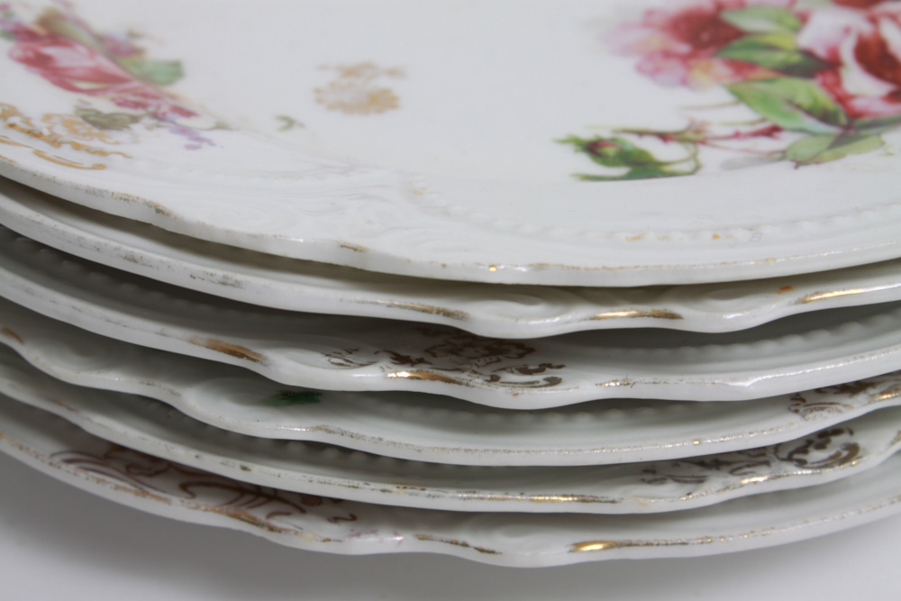 Set of Six China Dessert Plates