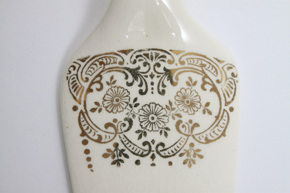 Six Royal China Dessert Plates and Server with 22K Gold Trim