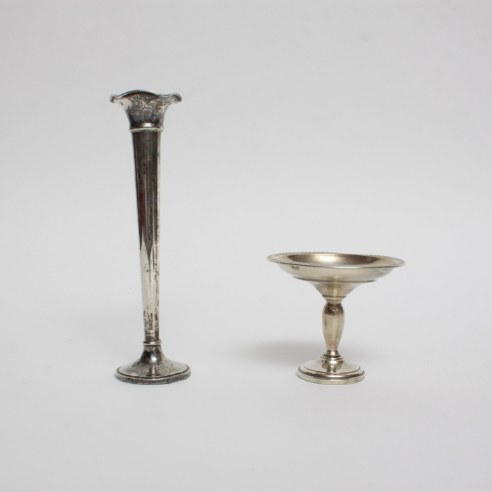 Weighted Sterling Silver Compote and Bud Vase
