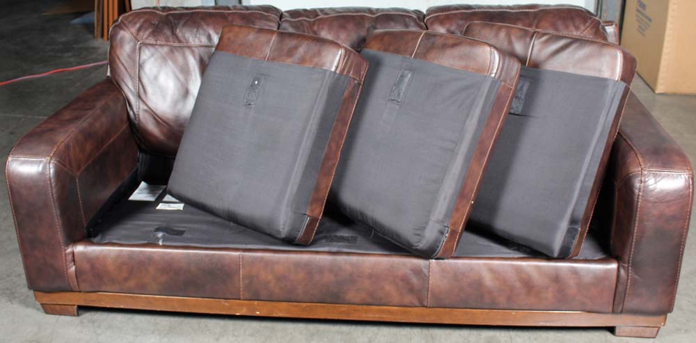 Ashley Furniture Brown Leather Upholstered Sofa