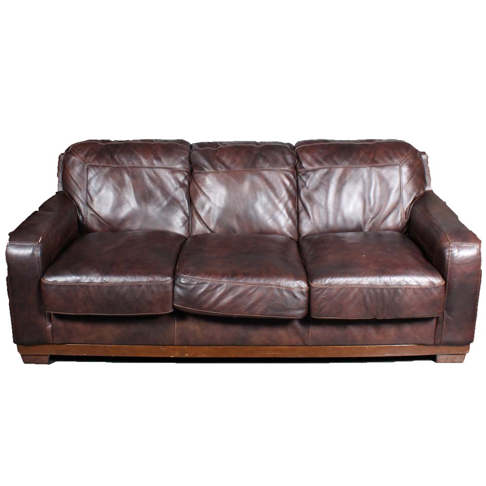 Ashley Furniture Brown Leather Upholstered Sofa