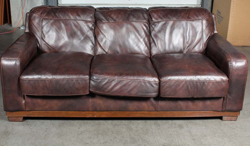 Ashley Furniture Brown Leather Upholstered Sofa
