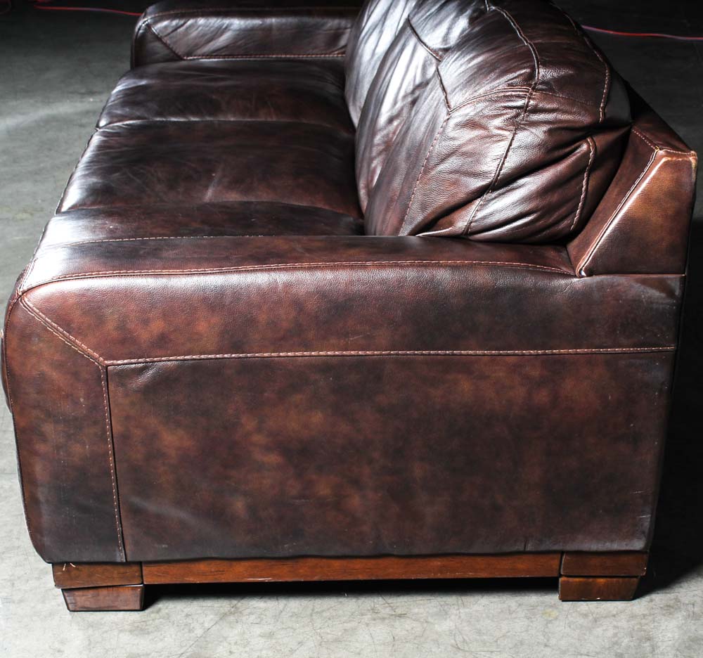Ashley Furniture Brown Leather Upholstered Sofa