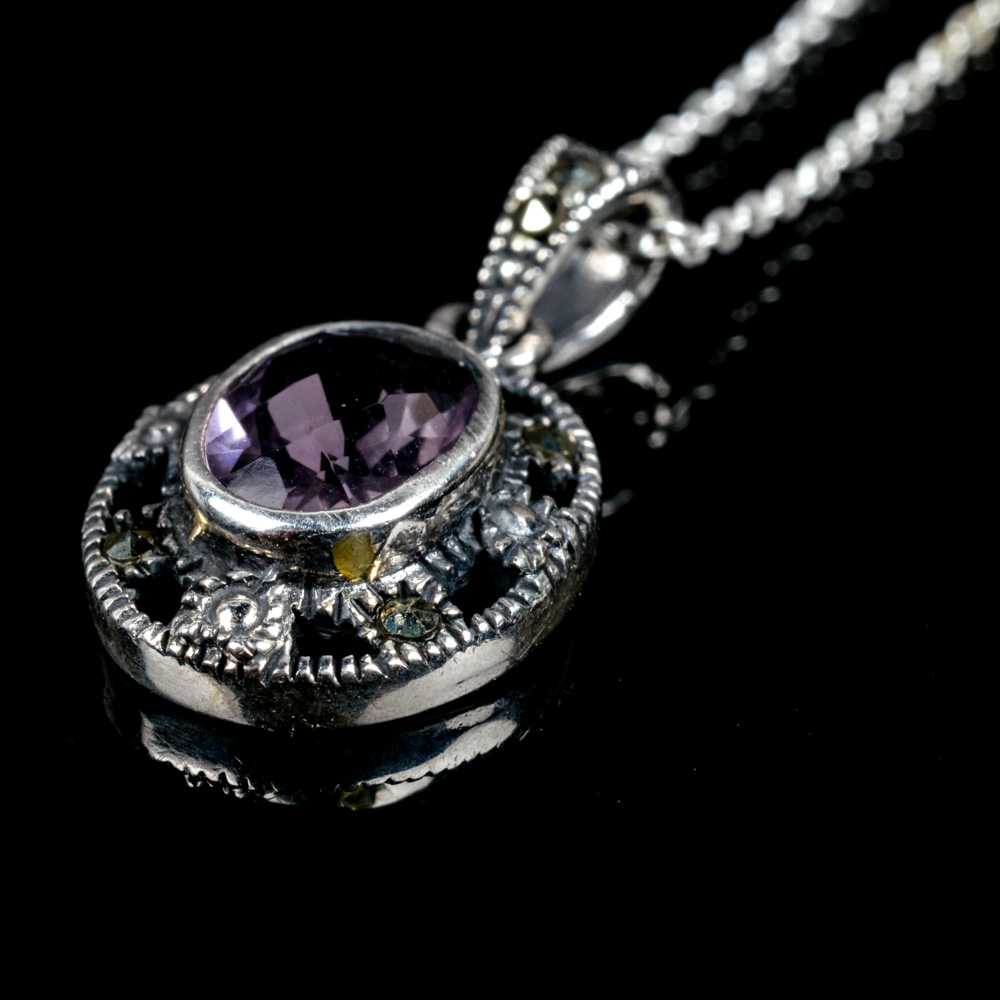 Sterling Silver and Amethyst Necklace and Bracelet