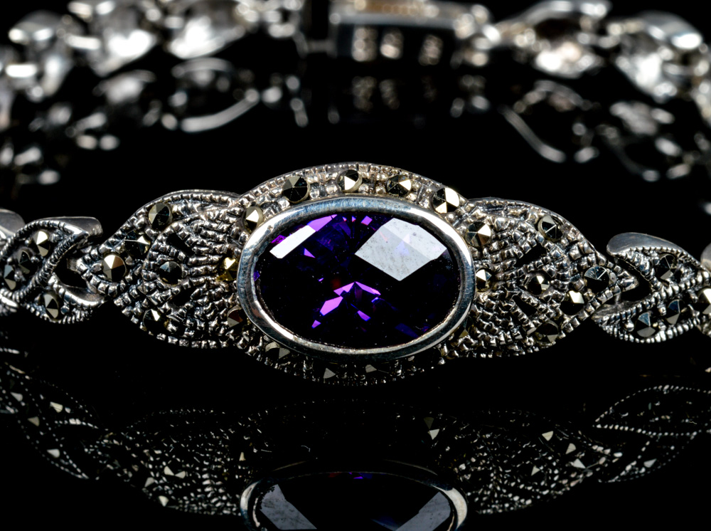 Sterling Silver and Amethyst Necklace and Bracelet