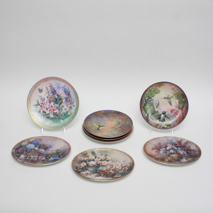 Assortment of Hummingbird and Floral Editioned Collector Plates