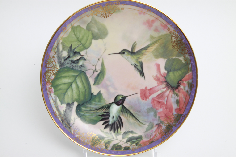 Assortment of Hummingbird and Floral Editioned Collector Plates