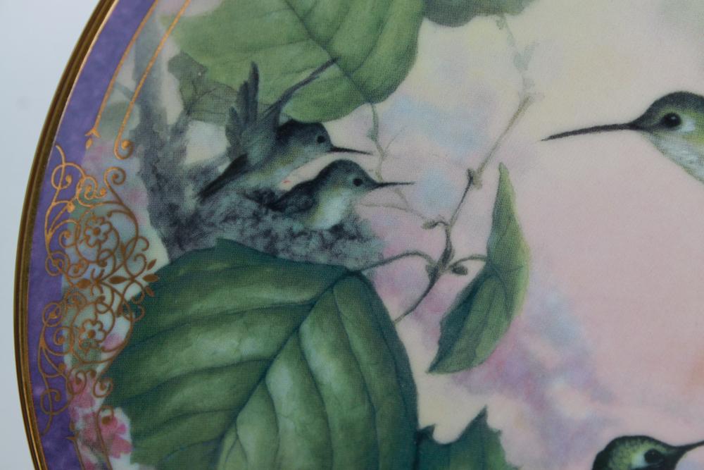 Assortment of Hummingbird and Floral Editioned Collector Plates